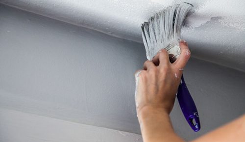 Painting the Edges of the Ceiling with Paintbrush